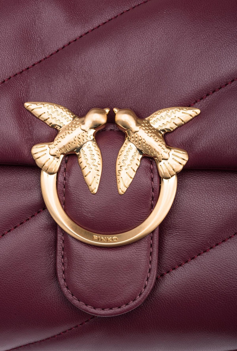 BURGUNDY - WINDSOR WINE-BRUSHED GOLD Pinko Galleria Classic Love Bag Puff | MYJKU80164