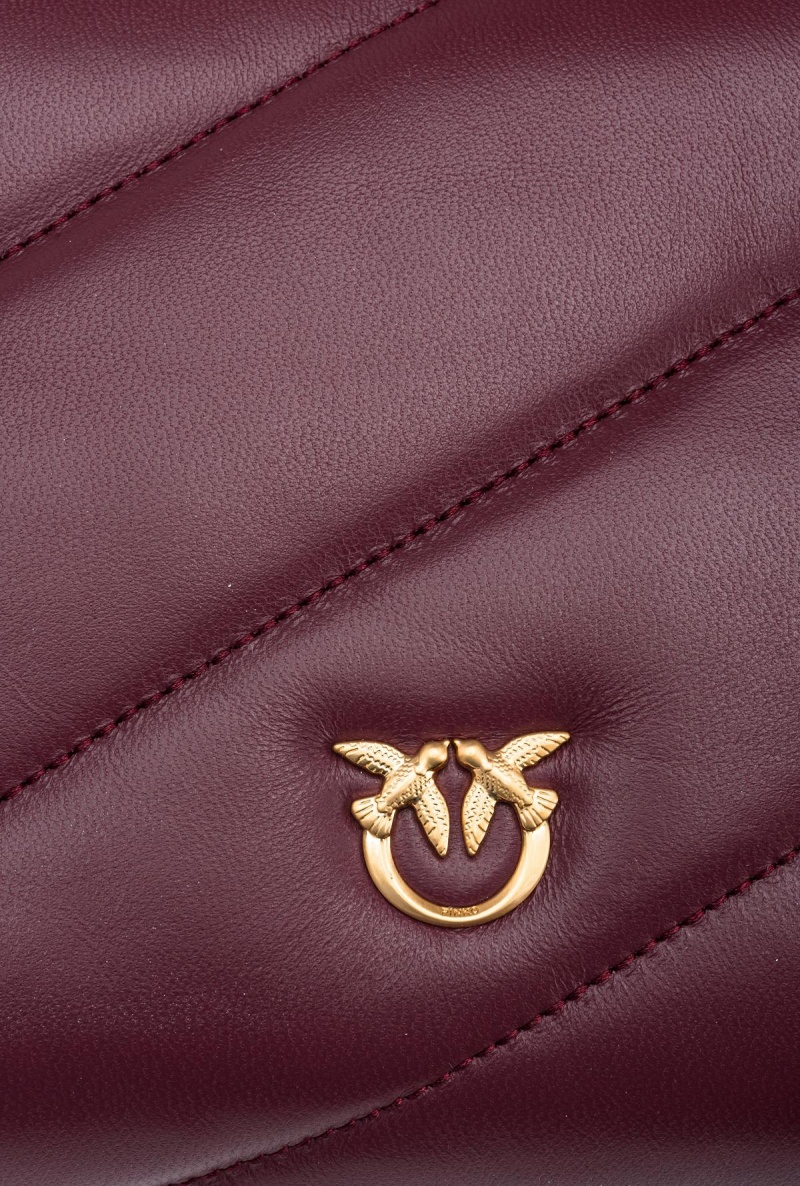 BURGUNDY - WINDSOR WINE-BRUSHED GOLD Pinko Galleria Classic Love Bag Puff | MYJKU80164