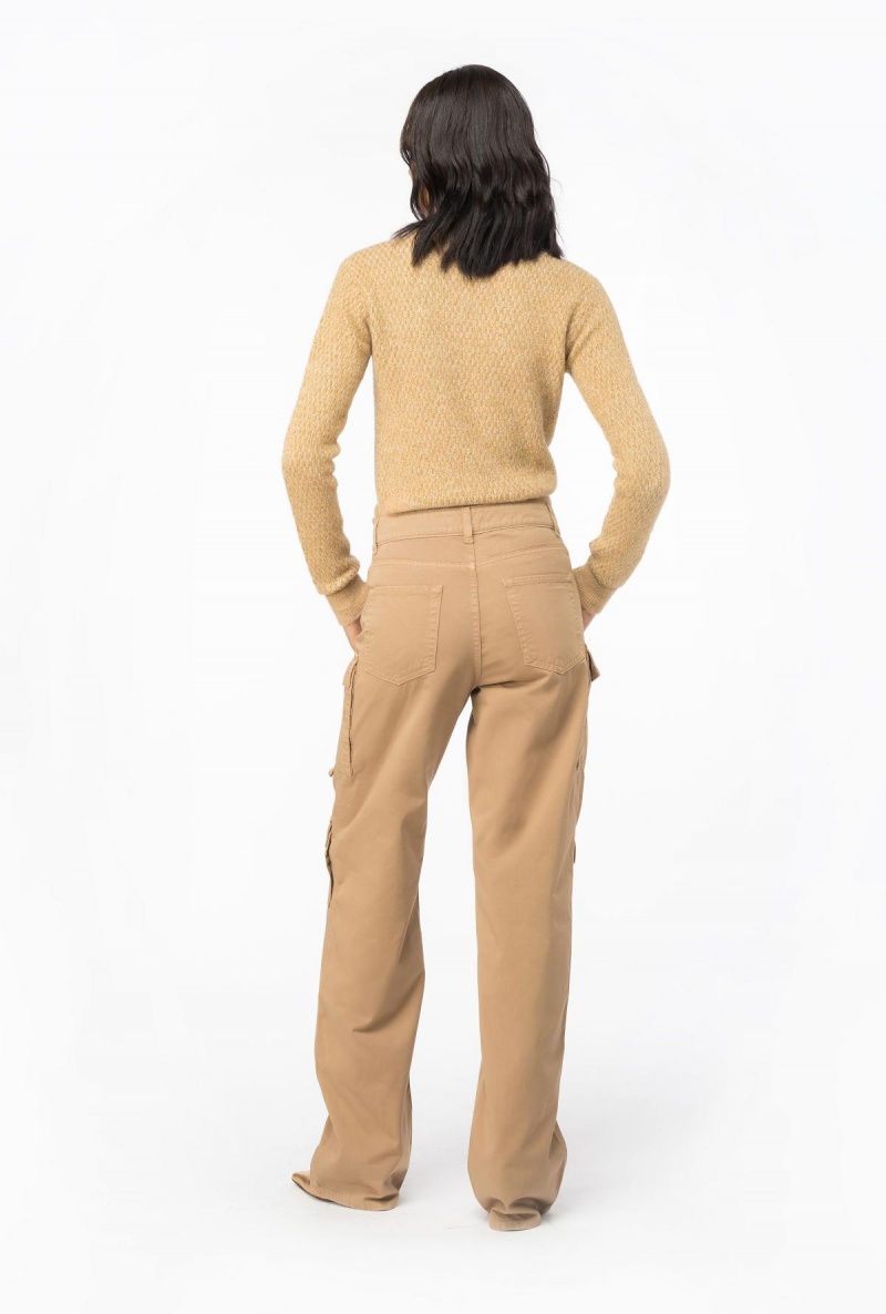 CAMEL/GOLD Pinko Lurex mesh jacquard pullover | MYJKU85501