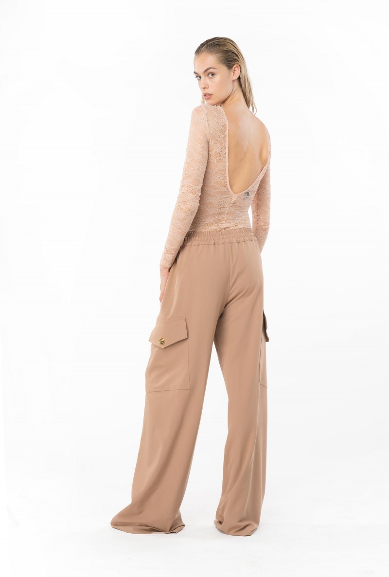 CAMEO PINK Pinko Long-sleeved lace bodysuit | XMYBH73943