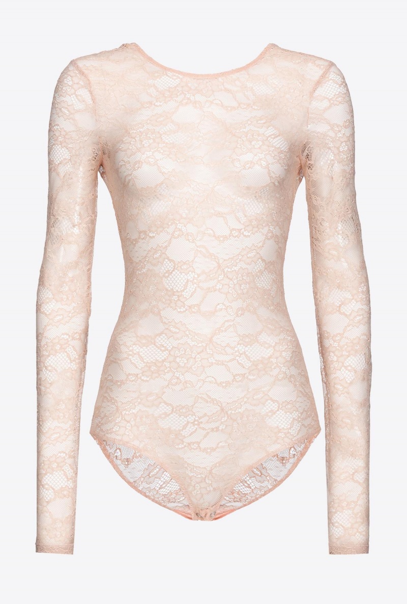 CAMEO PINK Pinko Long-sleeved lace bodysuit | XMYBH73943