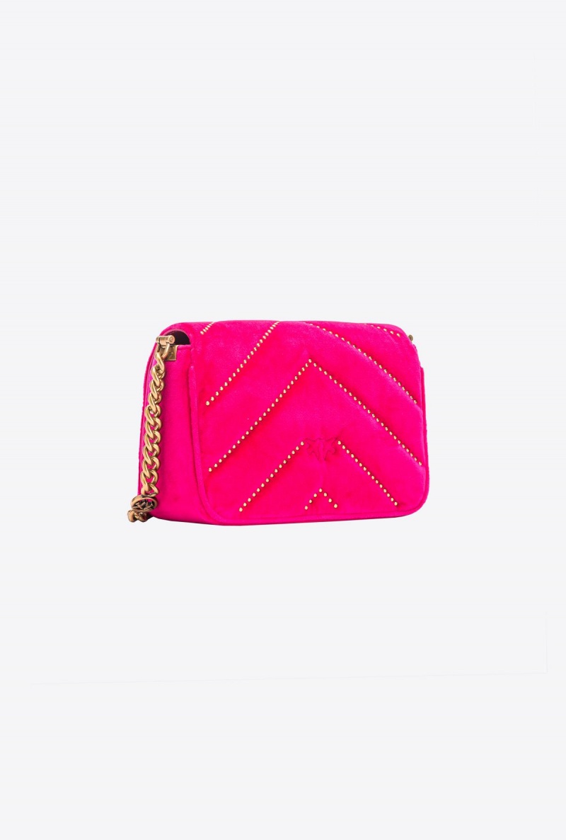 CHERRY-ANTIQUE GOLD Pinko Mini Love Bag Click in velvet with studs | QMYWA41508