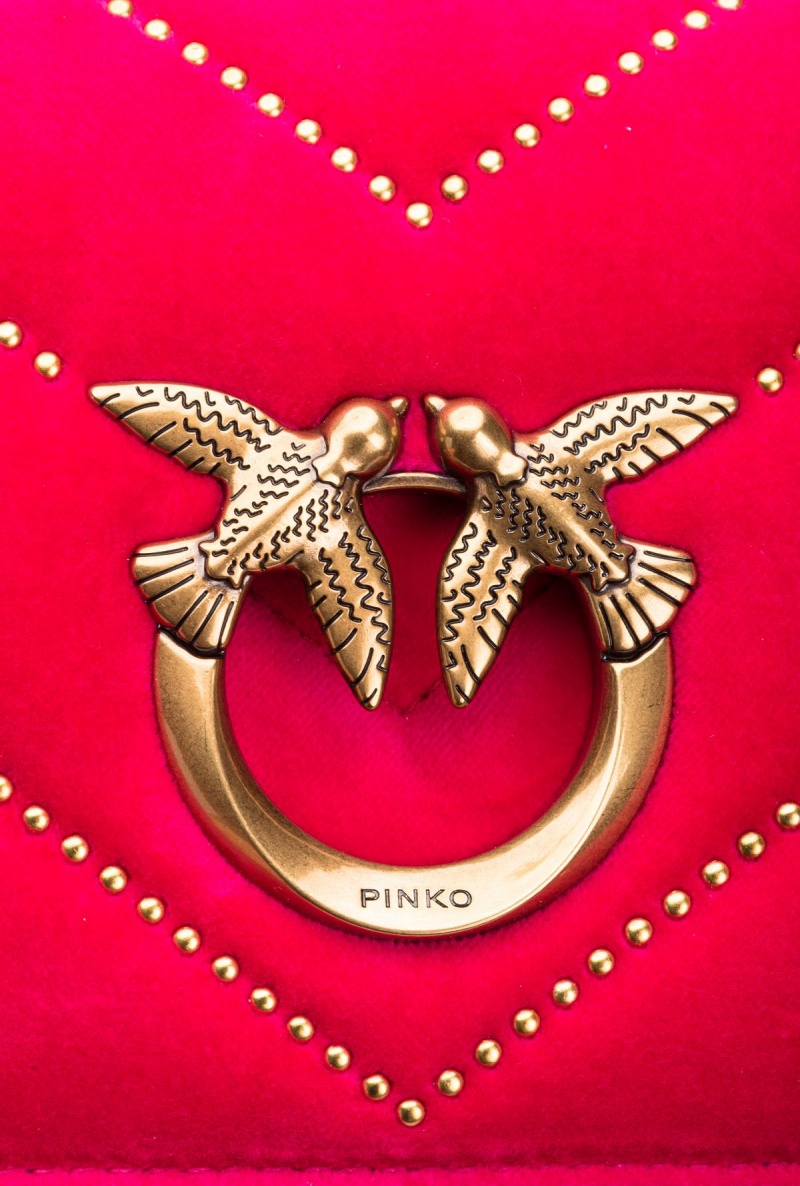 CHERRY-ANTIQUE GOLD Pinko Mini Love Bag Click in velvet with studs | QMYWA41508
