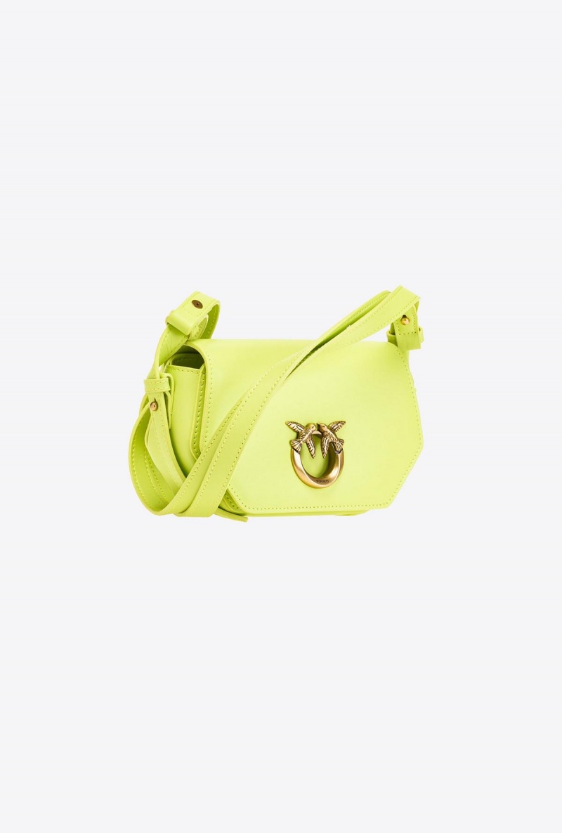 CITRON YELLOW-ANTIQUE GOLD Pinko Baby Love Bag Click Hexagon Simply | AMYWC46323