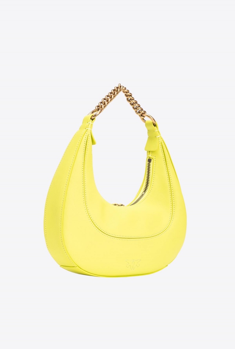 CITRON YELLOW-ANTIQUE GOLD Pinko Mini Brioche Bag Hobo | XMYGW50215