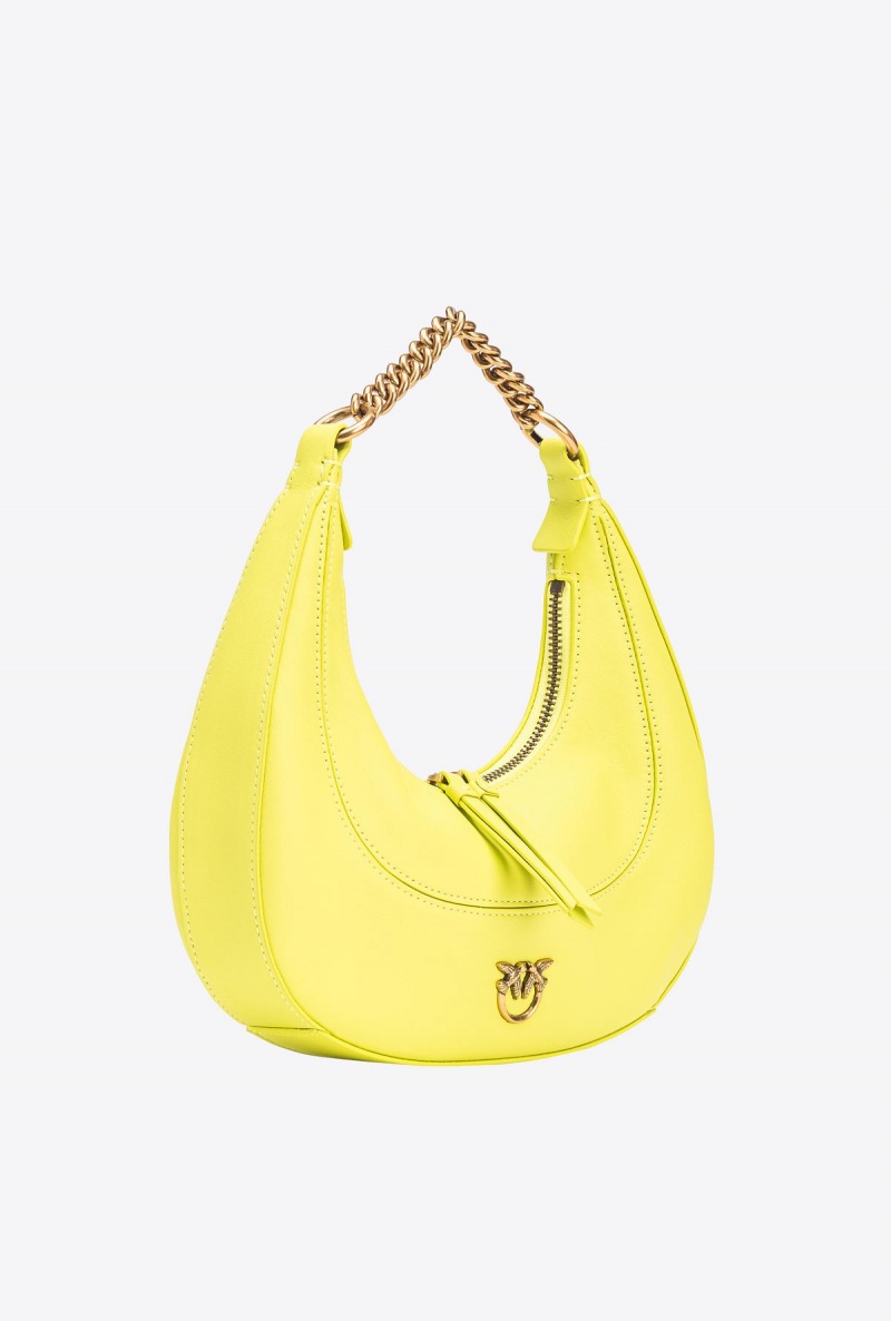 CITRON YELLOW-ANTIQUE GOLD Pinko Mini Brioche Bag Hobo | XMYGW50215
