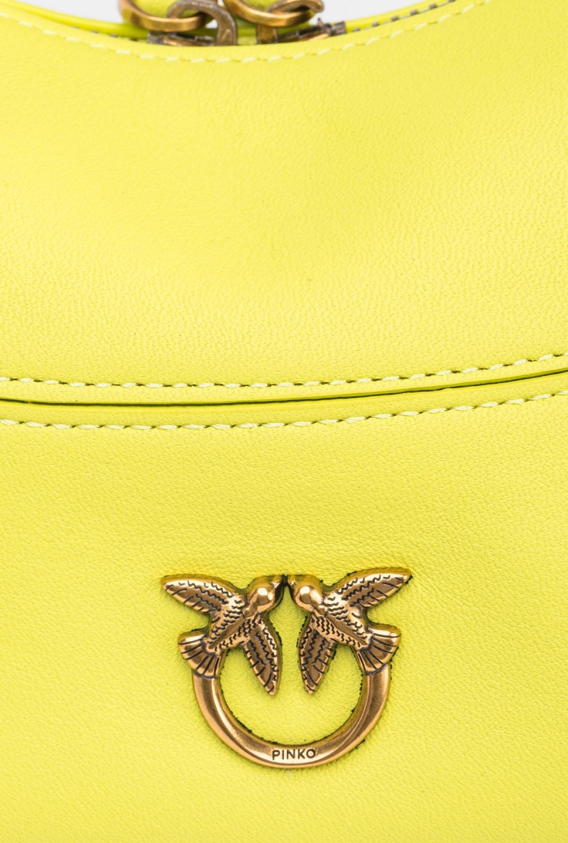 CITRON YELLOW-ANTIQUE GOLD Pinko Mini Brioche Bag Hobo | XMYGW50215