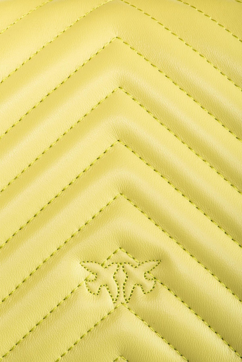 CITRON YELLOW-ANTIQUE GOLD Pinko Mini Love Bag Top Handle Light Chevron | MYIIZ52684
