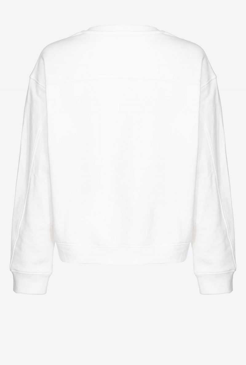 CLOUD WHITE Pinko Sweatshirt with Love Birds embroidery | MYICD73259