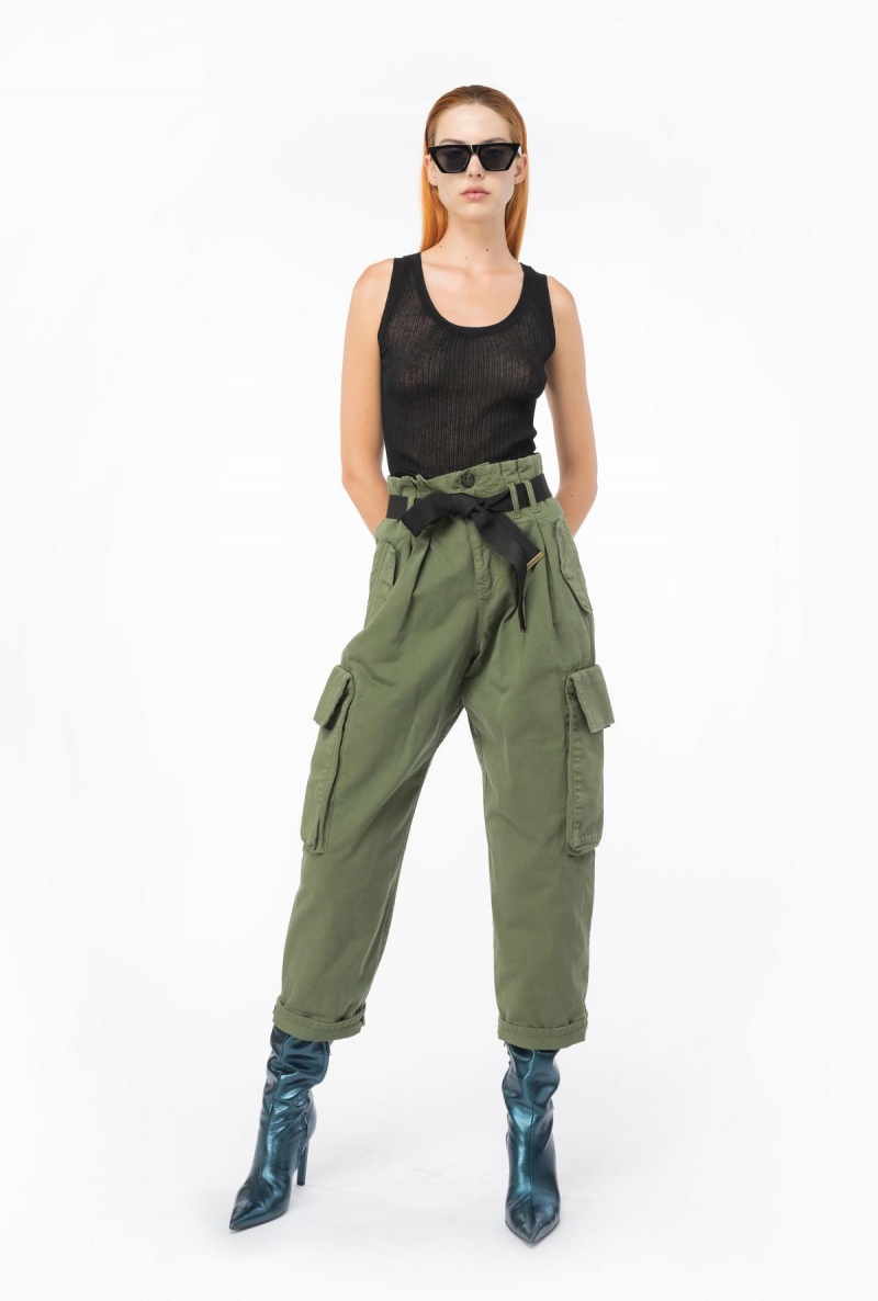 CYPRESS GREEN Pinko Oversized cargo trousers | DMYVO95254