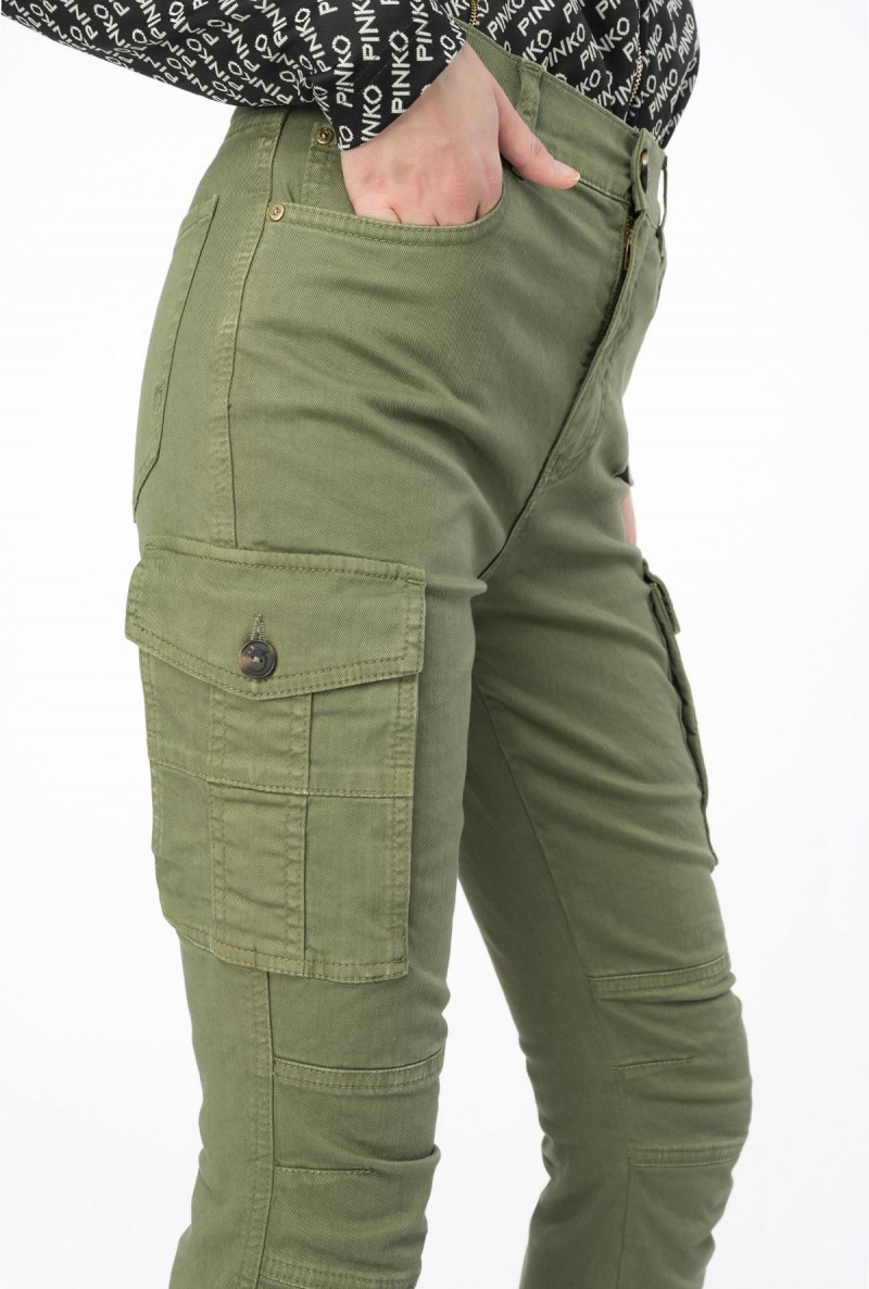 CYPRESS GREEN Pinko Skinny cargo trousers in soft gabardine | MYCIF96917
