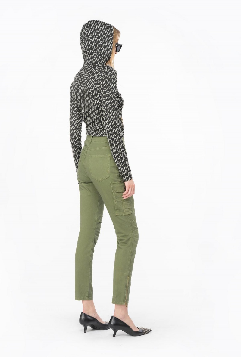 CYPRESS GREEN Pinko Skinny cargo trousers in soft gabardine | MYCIF96917