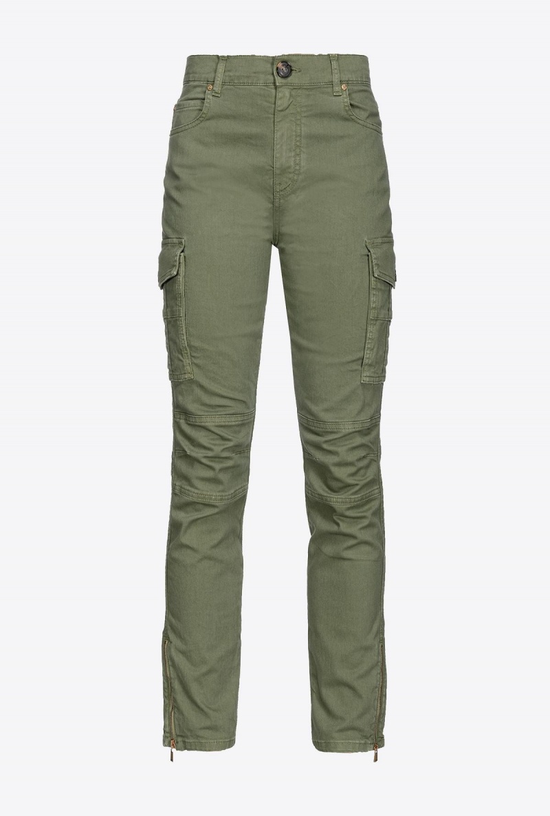 CYPRESS GREEN Pinko Skinny cargo trousers in soft gabardine | MYCIF96917