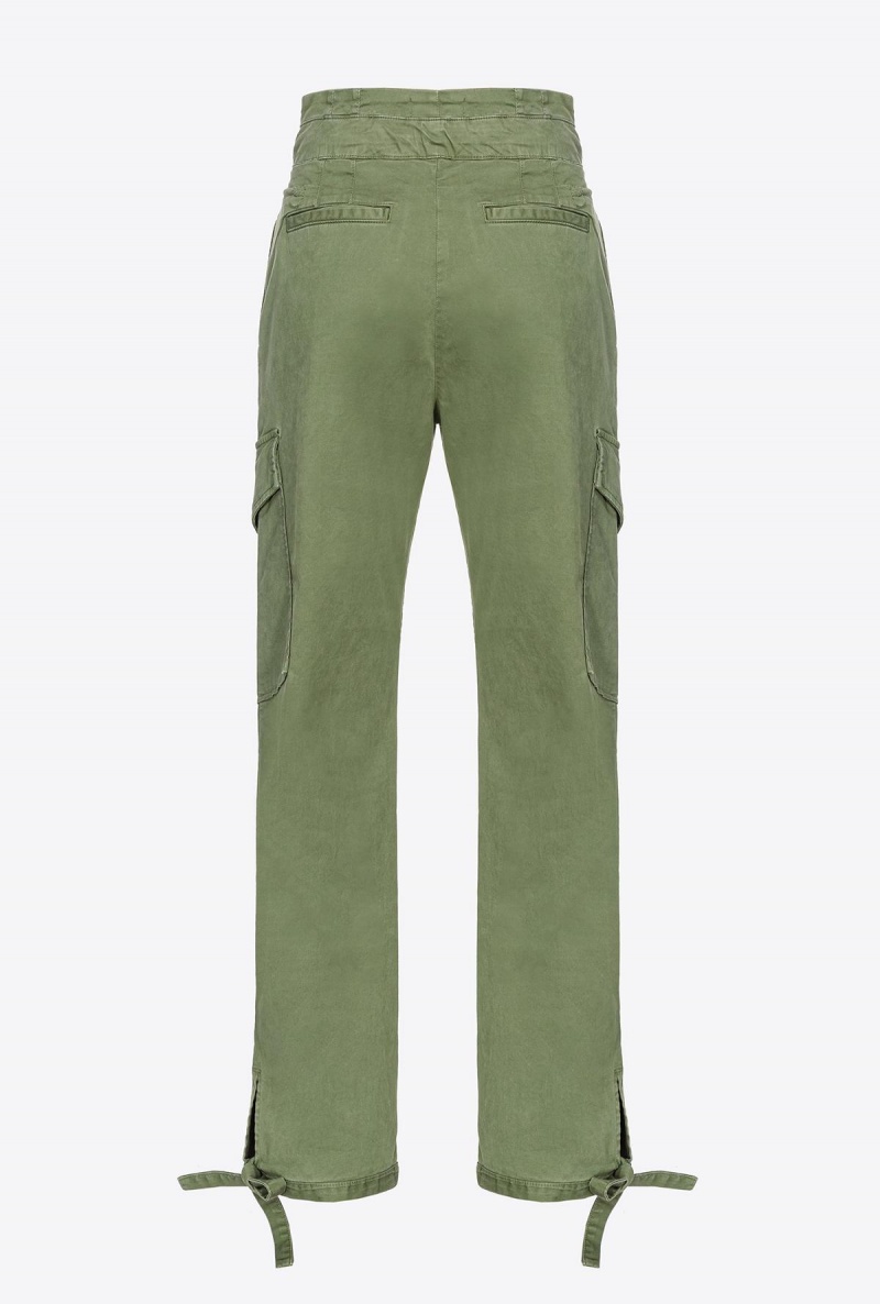 CYPRESS GREEN Pinko Stretch satin cargo trousers | MYNZX48528