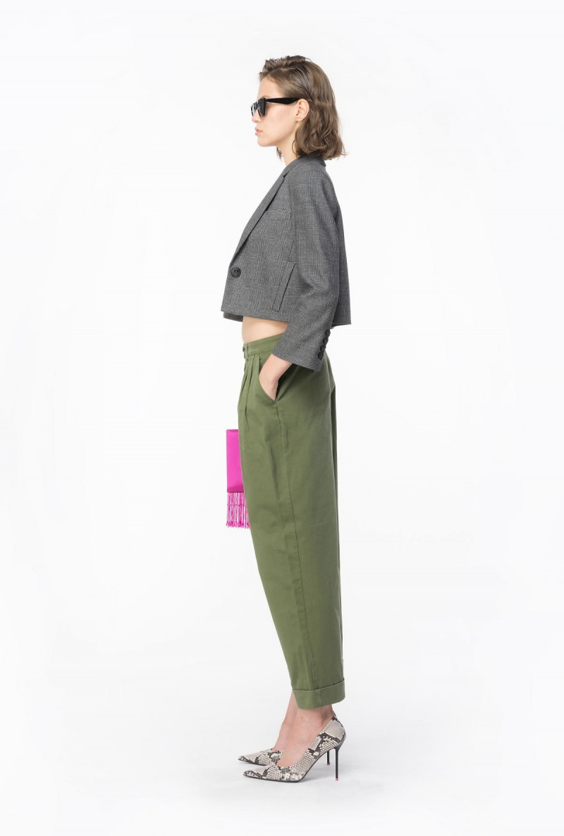 CYPRESS GREEN Pinko Wide-leg gabardine trousers | TMYWZ61370