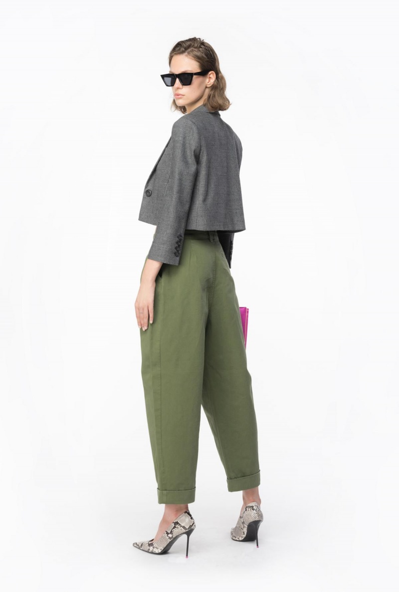 CYPRESS GREEN Pinko Wide-leg gabardine trousers | TMYWZ61370
