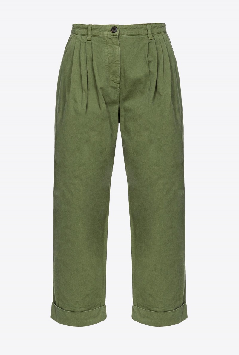 CYPRESS GREEN Pinko Wide-leg gabardine trousers | TMYWZ61370
