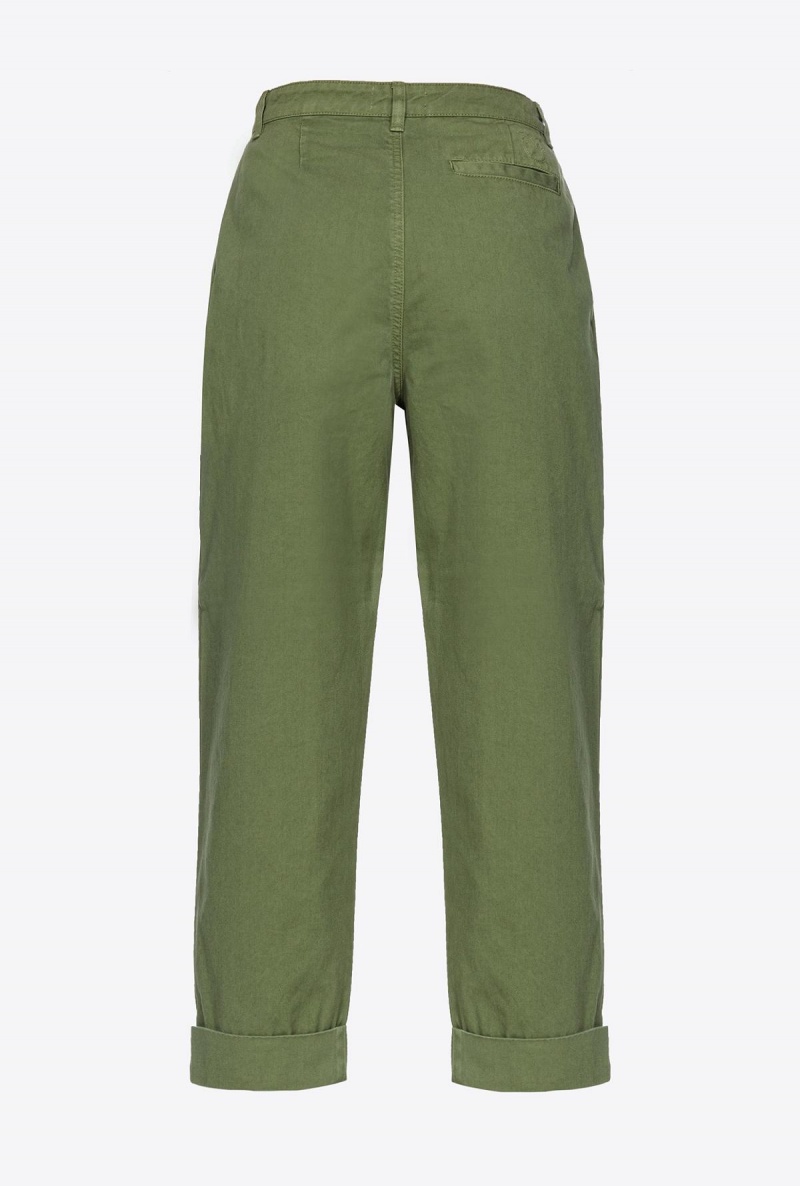 CYPRESS GREEN Pinko Wide-leg gabardine trousers | TMYWZ61370