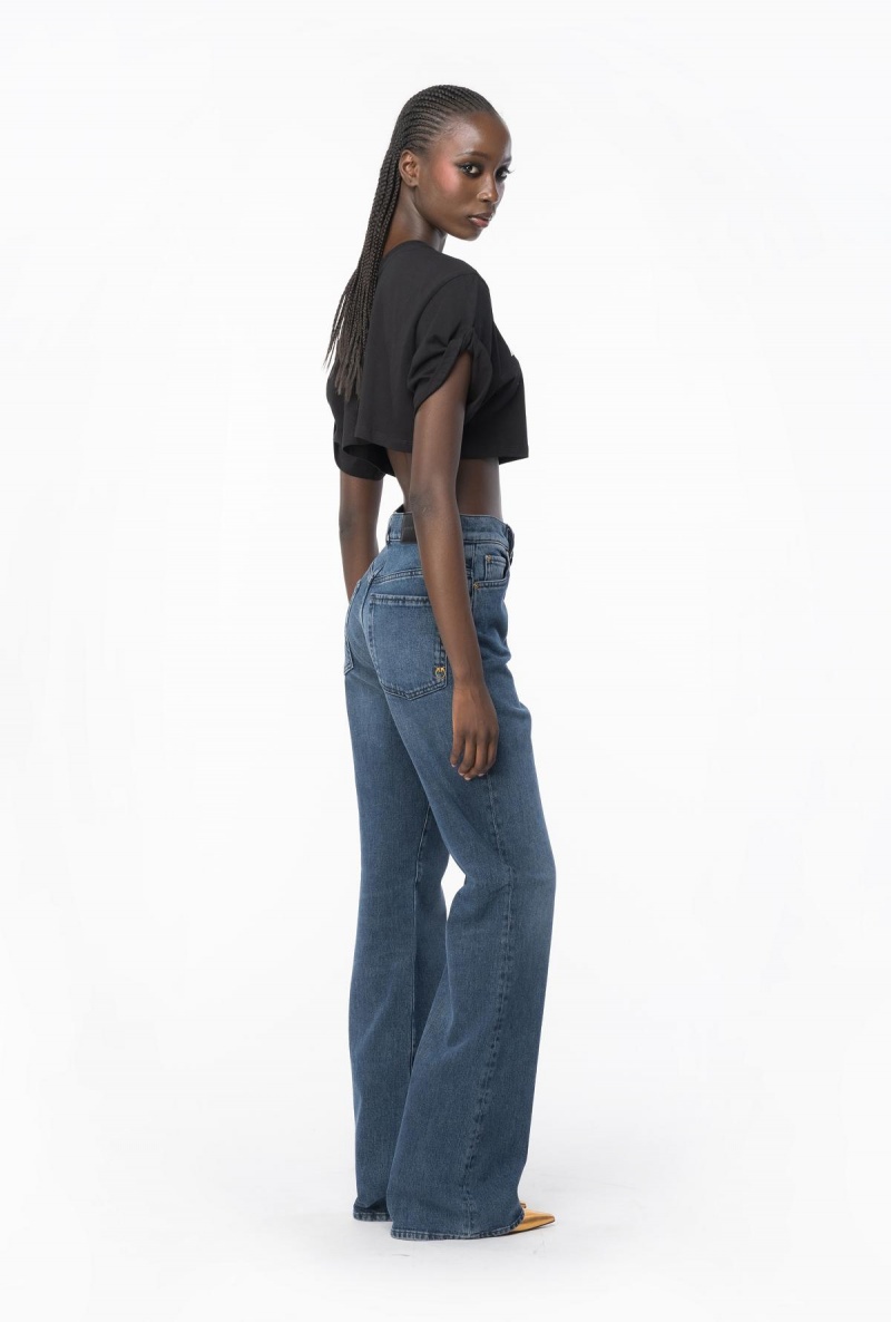 DARK BLACK DIRTY WASH Pinko Flared vintage denim jeans | MYJZR43773