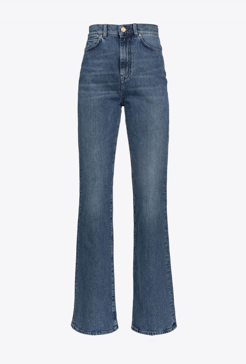 DARK BLACK DIRTY WASH Pinko Flared vintage denim jeans | MYJZR43773