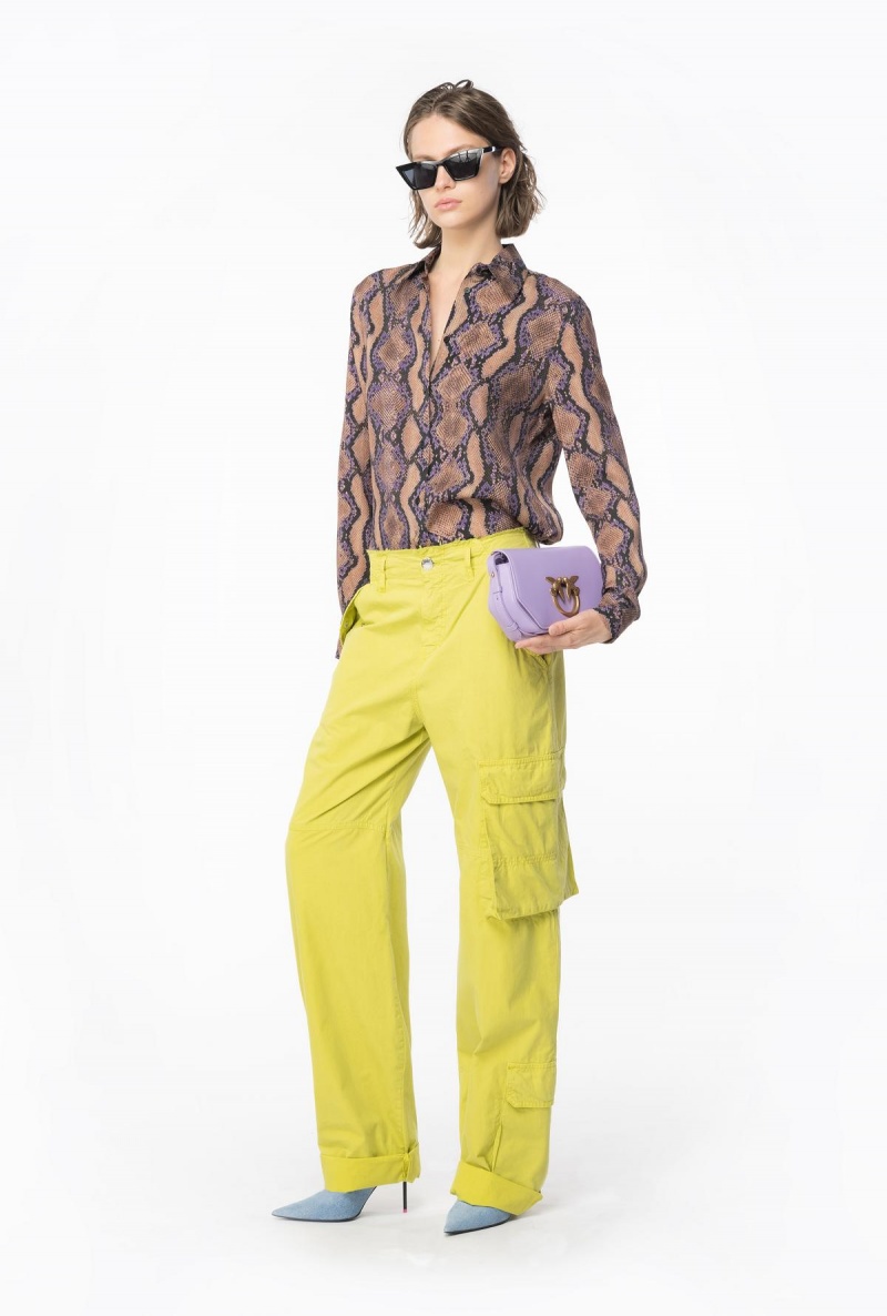 DARK CITRON Pinko Coloured cotton cargo trousers | MYZPD25114