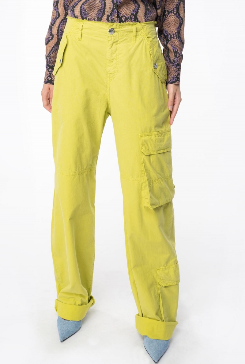 DARK CITRON Pinko Coloured cotton cargo trousers | MYZPD25114