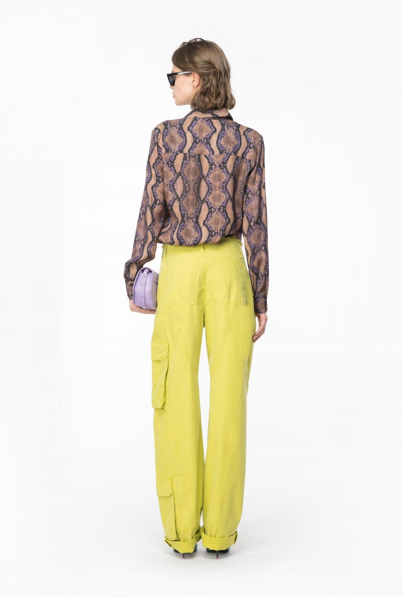 DARK CITRON Pinko Coloured cotton cargo trousers | MYZPD25114