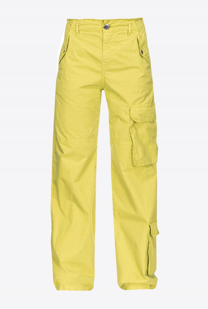 DARK CITRON Pinko Coloured cotton cargo trousers | MYZPD25114