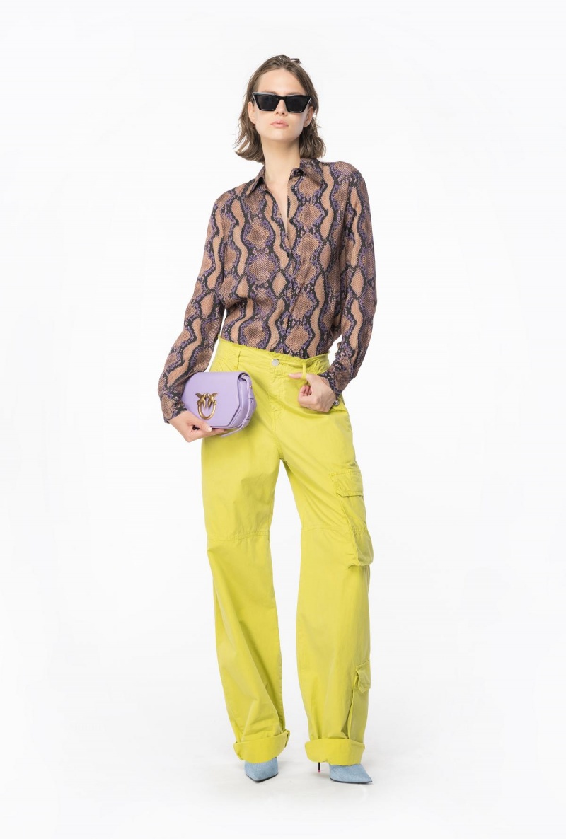 DARK CITRON Pinko Coloured cotton cargo trousers | MYZPD25114
