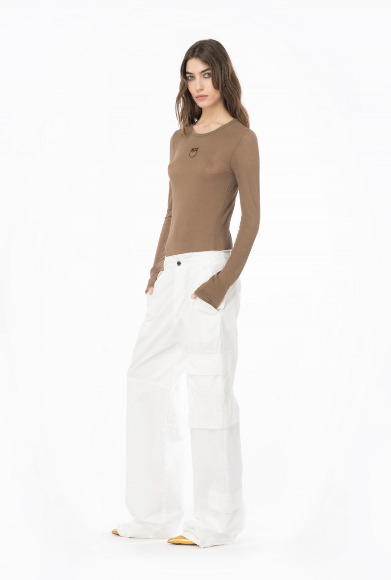 DARK EARTH Pinko Long-sleeved sweater with Love Birds embroidery | MYNEJ94502