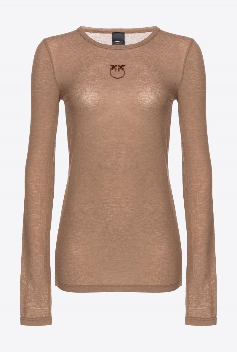 DARK EARTH Pinko Long-sleeved sweater with Love Birds embroidery | MYNEJ94502