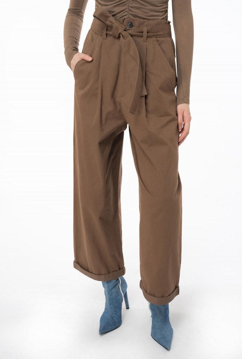 DARK EARTH Pinko Washed cotton wide-leg trousers | MYEGJ30997