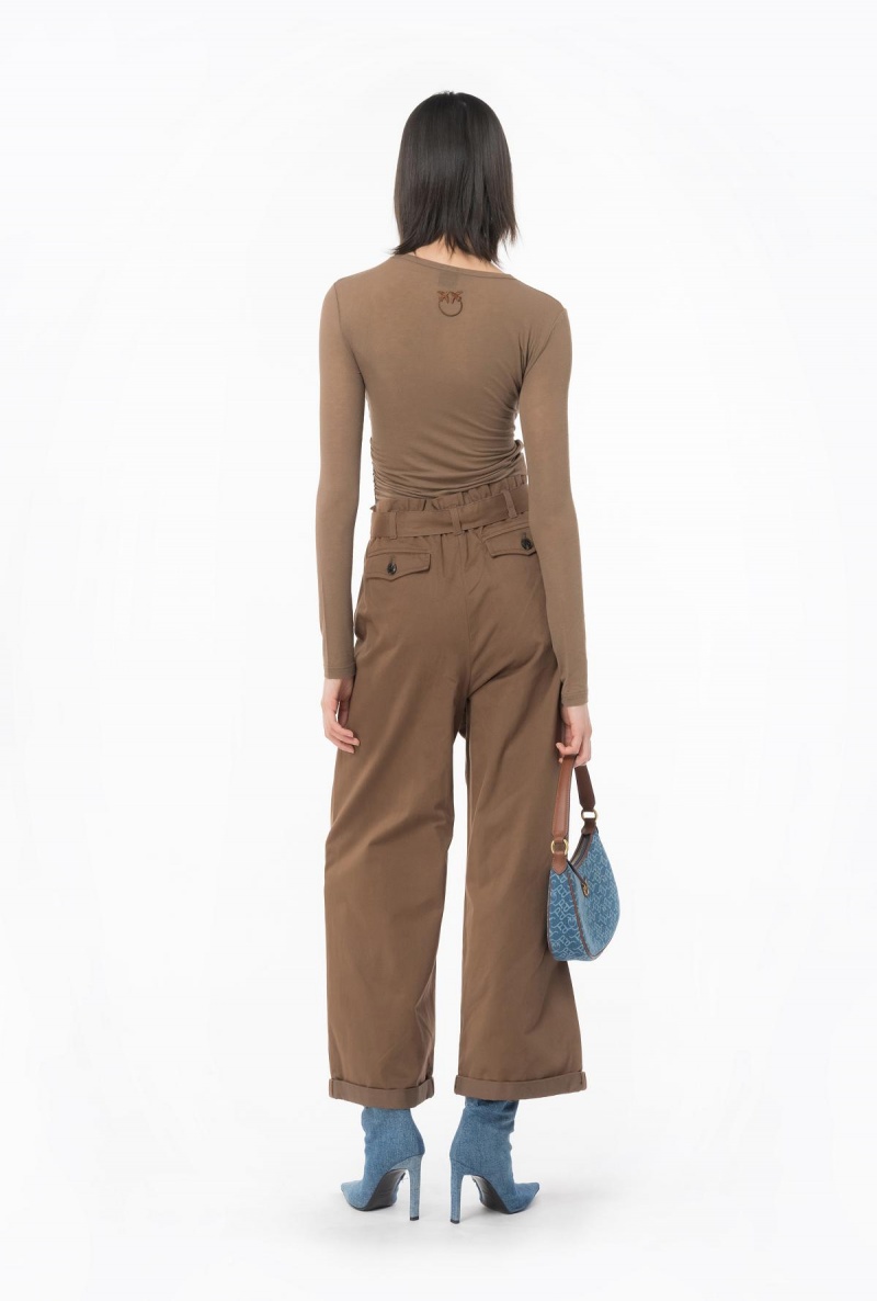 DARK EARTH Pinko Washed cotton wide-leg trousers | MYEGJ30997