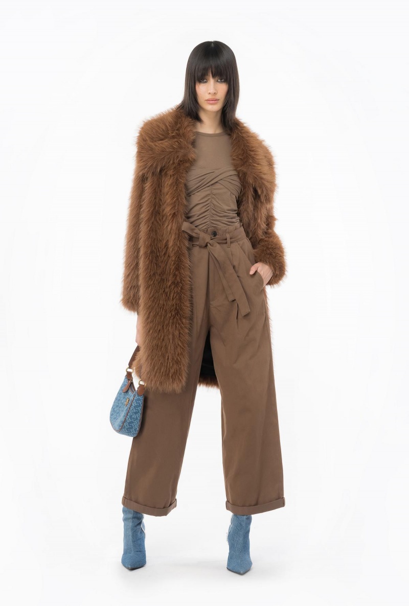 DARK EARTH Pinko Washed cotton wide-leg trousers | MYEGJ30997