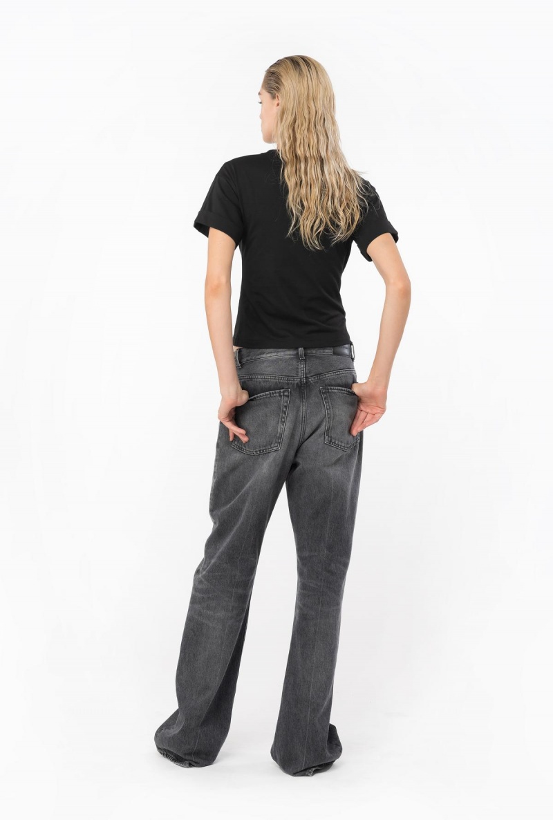 DARK GREY DIRTY WASH Pinko Wide-leg black denim jeans | MYICD58820