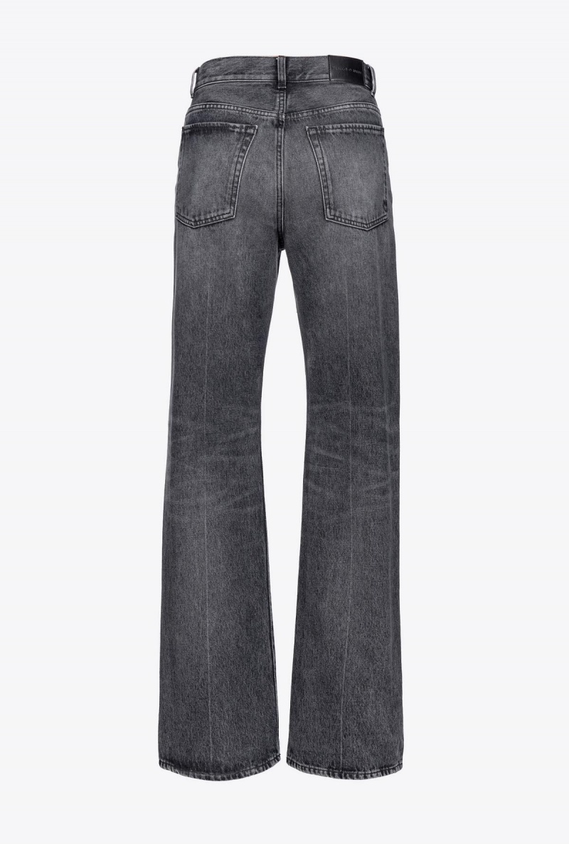 DARK GREY DIRTY WASH Pinko Wide-leg black denim jeans | MYICD58820