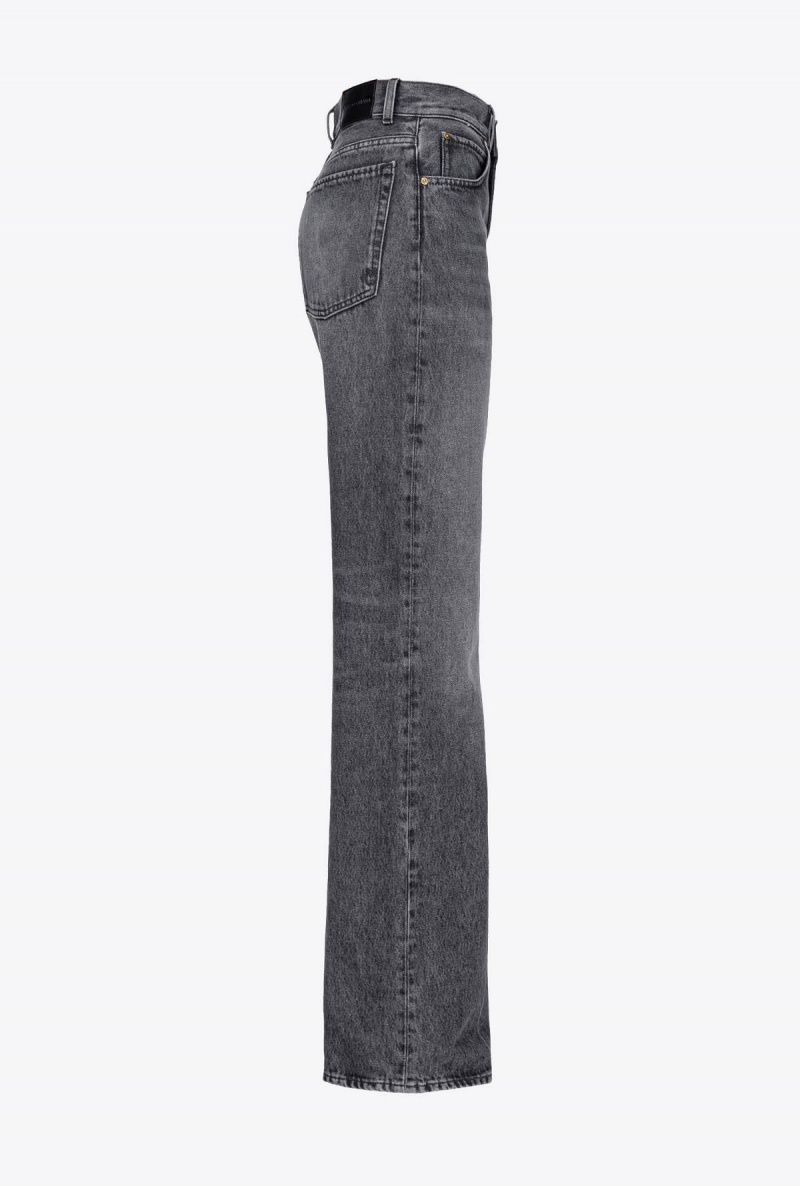 DARK GREY DIRTY WASH Pinko Wide-leg black denim jeans | MYICD58820