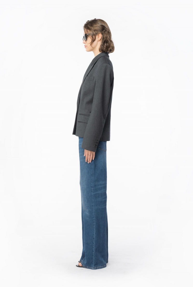 DARK GREY Pinko Flannel blazer with belt | UMYND96886