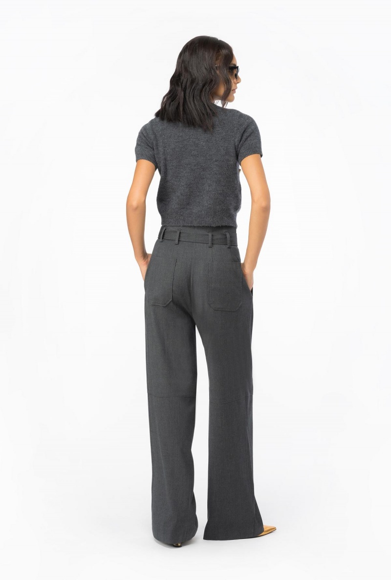 DARK GREY Pinko Flannel trousers with belt | SMYVO65700