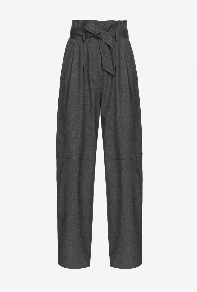 DARK GREY Pinko Flannel trousers with belt | SMYVO65700