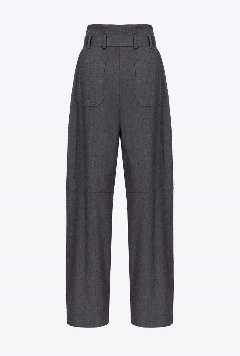 DARK GREY Pinko Flannel trousers with belt | SMYVO65700