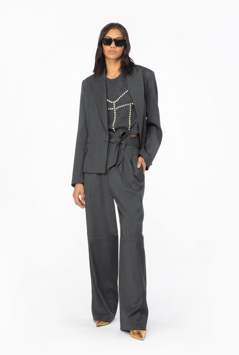 DARK GREY Pinko Flannel trousers with belt | SMYVO65700