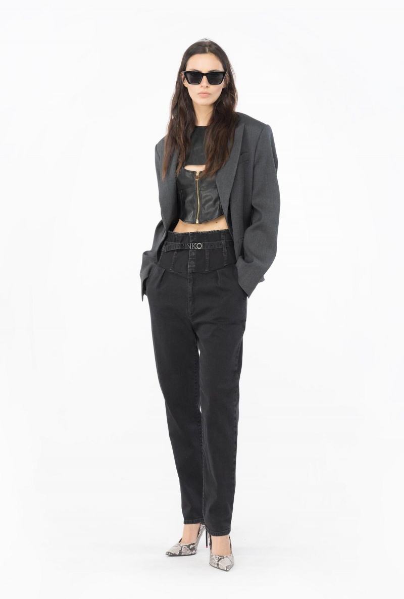 DARK GREY Pinko Jeggings with bustier detail | UMYND99658