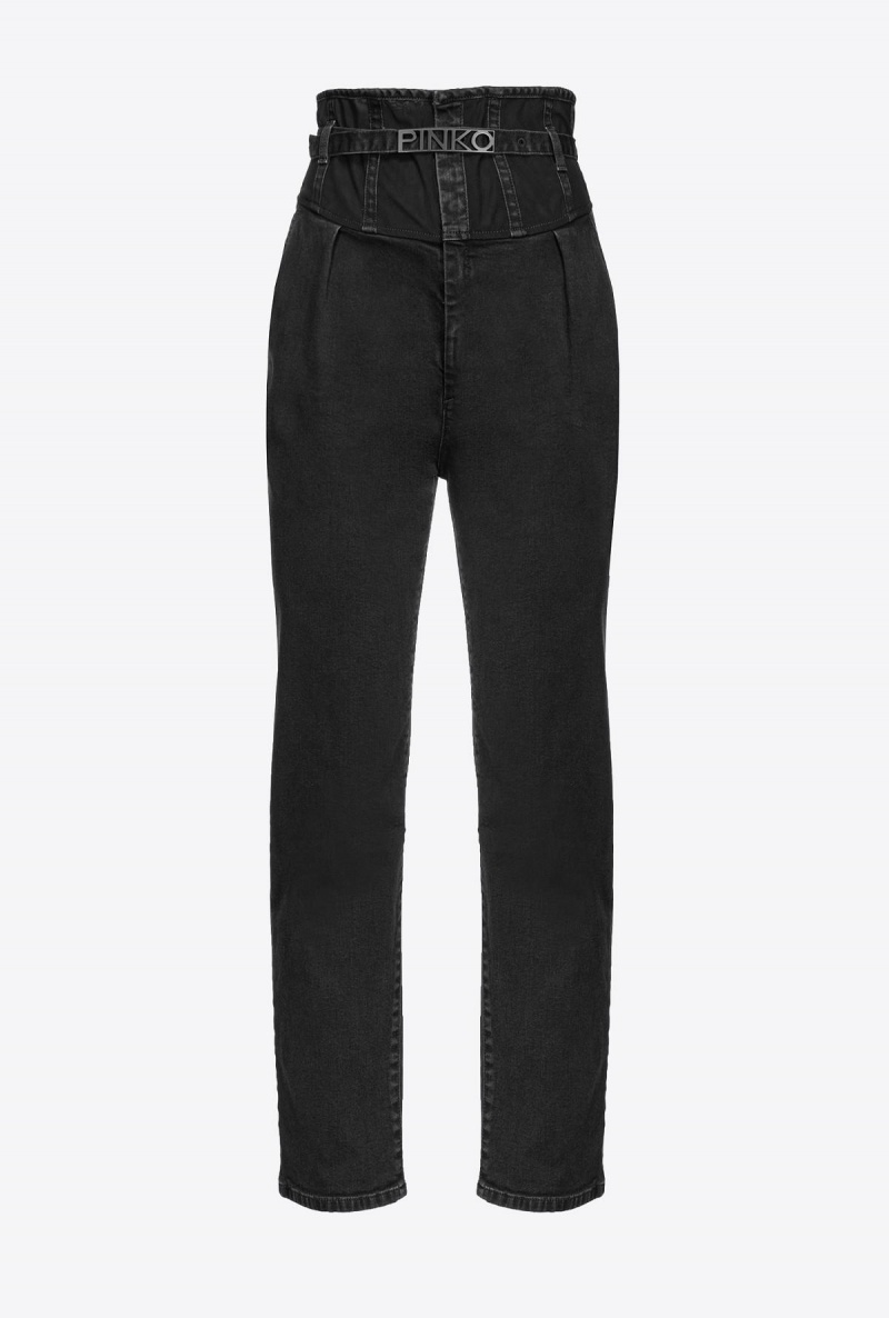 DARK GREY Pinko Jeggings with bustier detail | UMYND99658