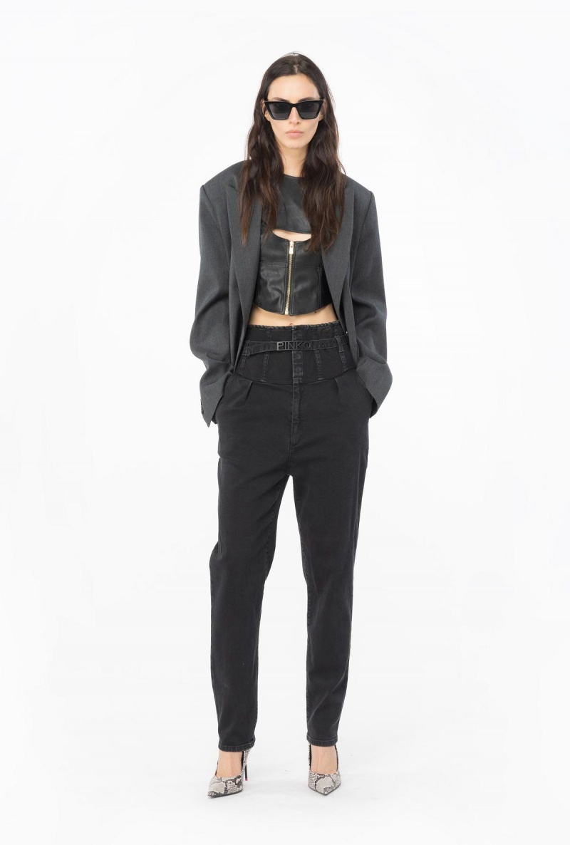 DARK GREY Pinko Jeggings with bustier detail | UMYND99658