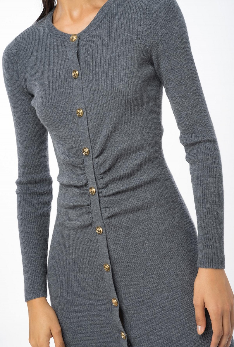 DARK GREY Pinko Long ribbed knit dress | MMYFT16093