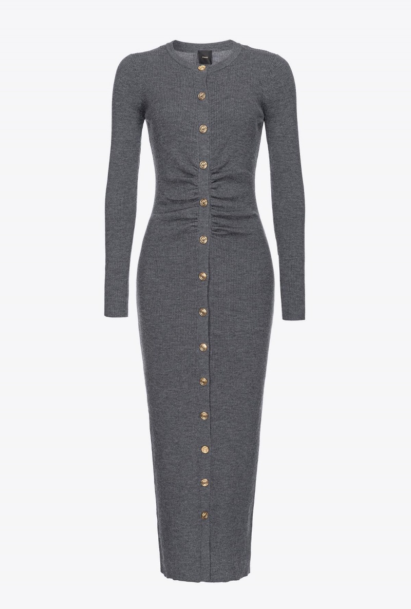 DARK GREY Pinko Long ribbed knit dress | MMYFT16093