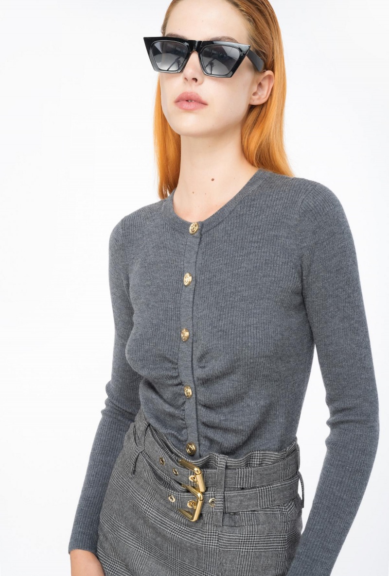 DARK GREY Pinko Slim-fit ribbed cardigan | MYCVG88599