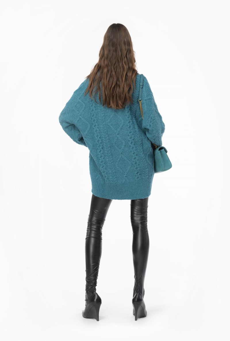 DARK LAKE GREEN Pinko Multi cable-knit dress | QMYUV37861