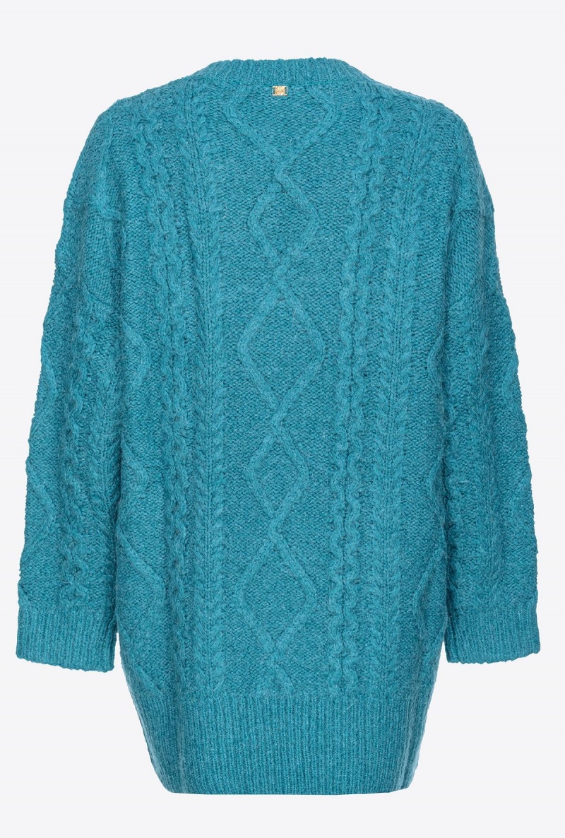 DARK LAKE GREEN Pinko Multi cable-knit dress | QMYUV37861